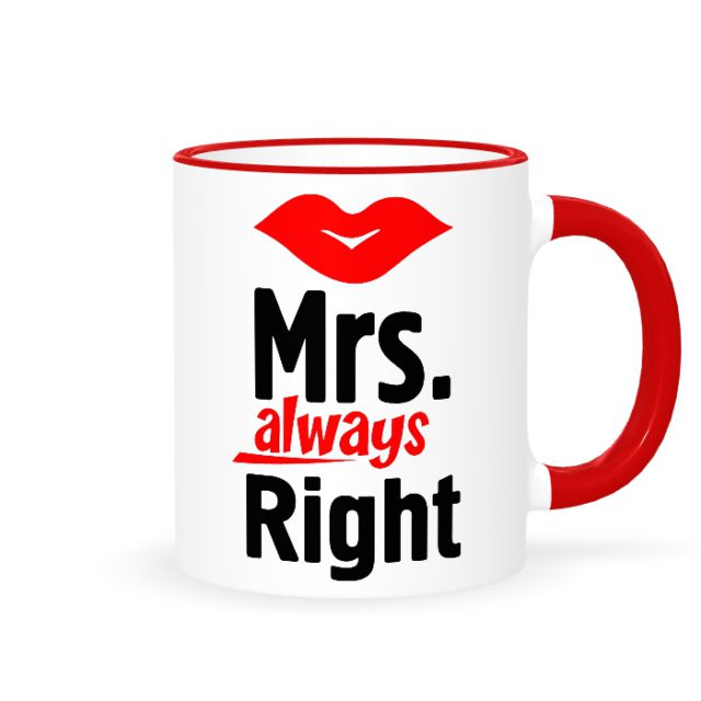 Кружки парные "Mr. Right & Mrs. always Right она"