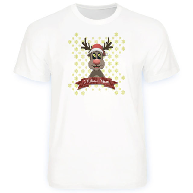 новогодняя футболка с оленем